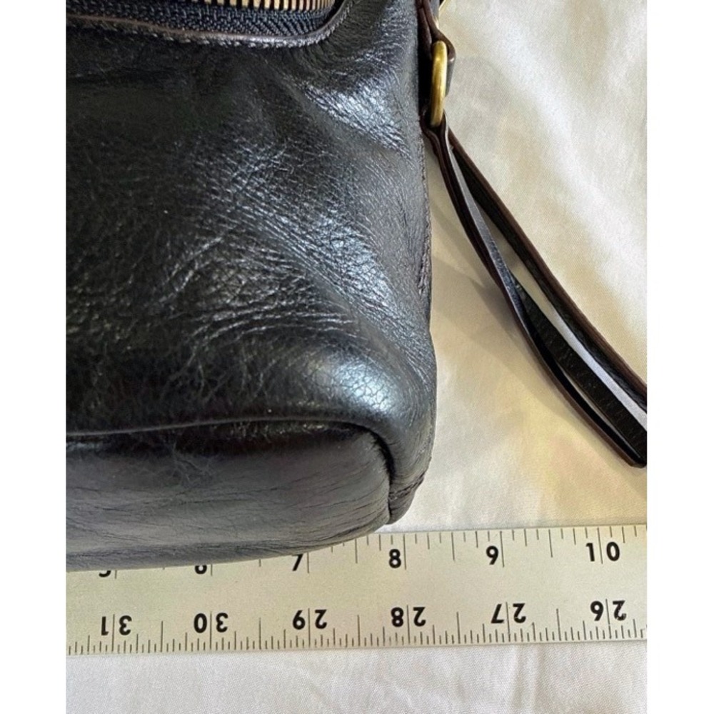 HOBO International Black Leather Crossbody Bag Y2K Boho Moto Brass Tassel Zip - Picture 16 of 16